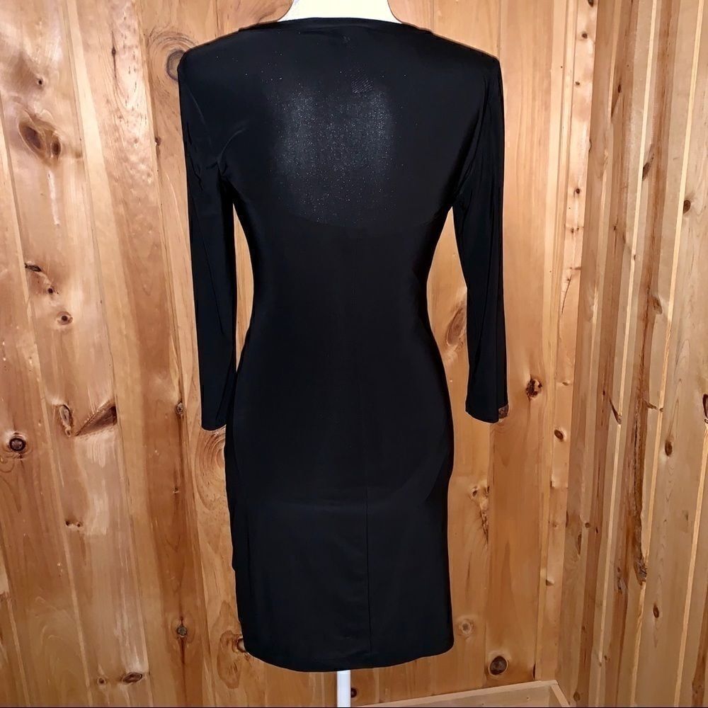 Bisou Bisou black long sleeve bodycon dress 8 - Picture 6 of 8